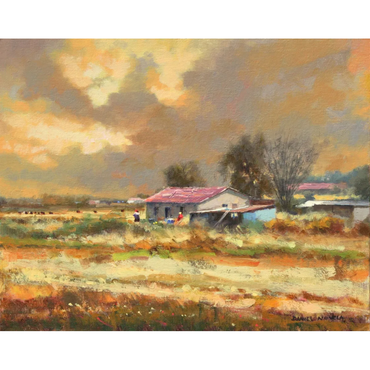 Daniel Novela painting of a farm in Potchefstroom