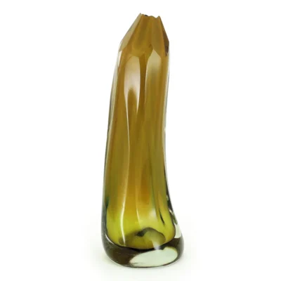 David Reade Hand Blown Glass of a yellow cylinder shaped ornament