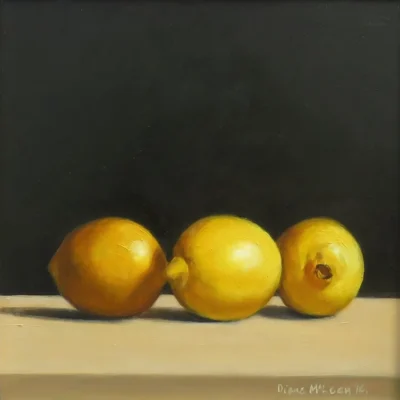 Diane Mclean painting of three lemons