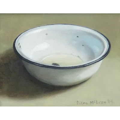 Diane McLean painting of a white enamel bowl