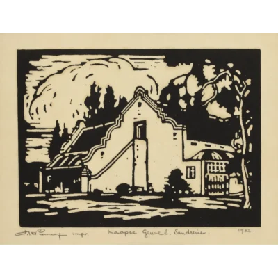 Jacob Hendrik Pierneef painting of a farm house