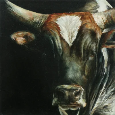 JJ Clark painting of a bull