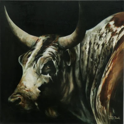 JJ Clark painting of a bull