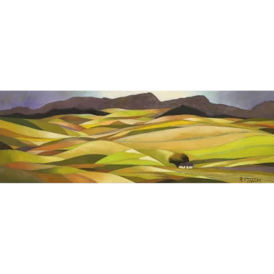 John Botham painting of a canola panorama