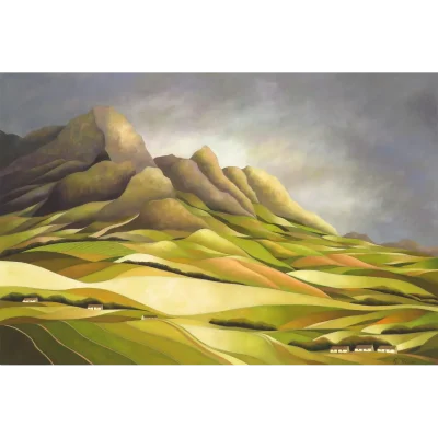 John Botham painting of a landscape near Franschhoek