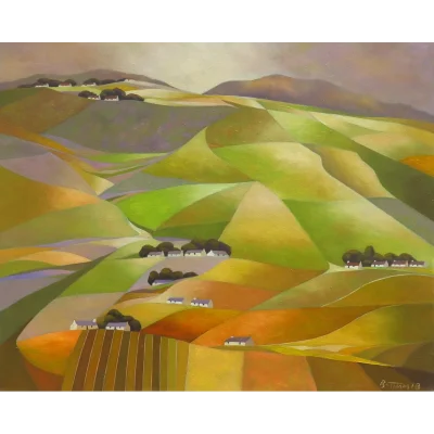 John Botham painting of mountain slopes near Muldersbosch