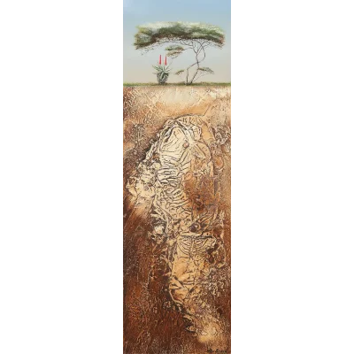Mia Brand painting of a landscape with trees and aloes sowing the roots underneath the surface