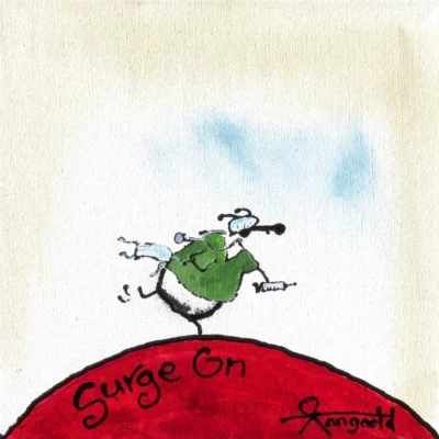 Ann Gadd painting of a sheep running with a syringe