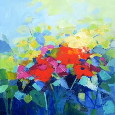 Fiona Ewan Rowett painting of abstract flowers