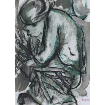 Hennie Niemann painting of a man gathering wood