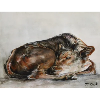 JJ Clark painting of a newborn calf