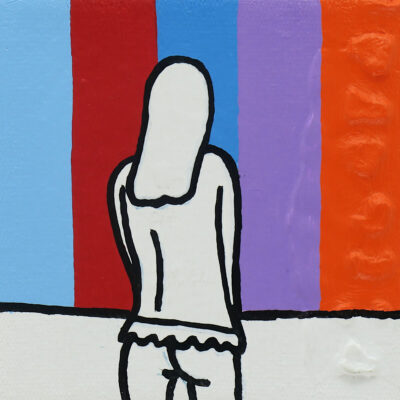 Richard Scott painting of a girl standing who is half nude