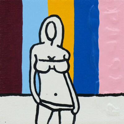 Richard Scott painting of a girl dressed in a bikini