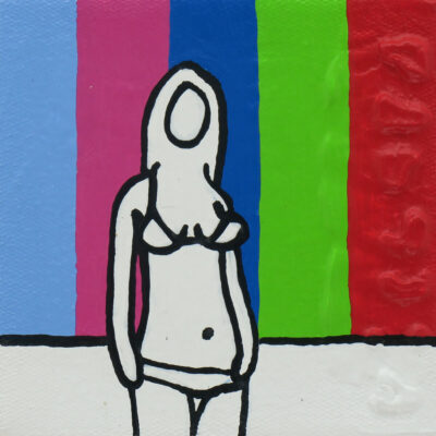 Richard Scott painting of a girl in a bikini
