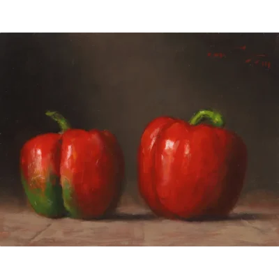Duggie du Toit painting of two red peppers