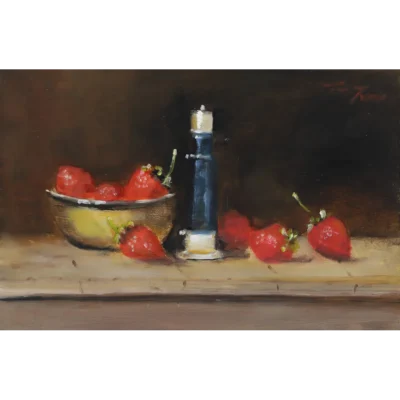 Duggie du Toit painting of strawberries in a bowl
