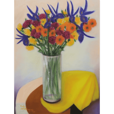 Pieter van der Westhuizen painting of a still life with flowers