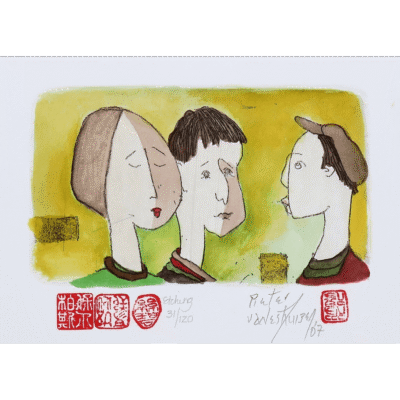 Pieter van der Westhuizen etching of three children