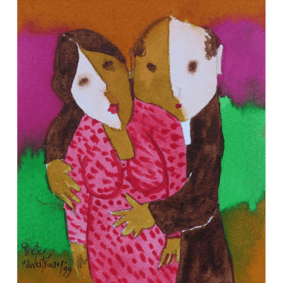 Pieter van der Westhuizen painting of a loving couple