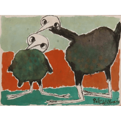 Pieter van der Westhuizen painting of two chickens