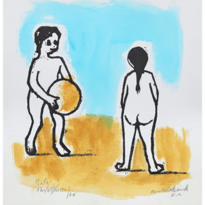 Pieter van der Westhuizen painting of two children playing