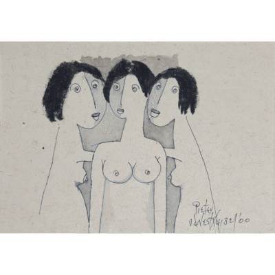 Pieter van der Westhuizen painting of three nude ladies