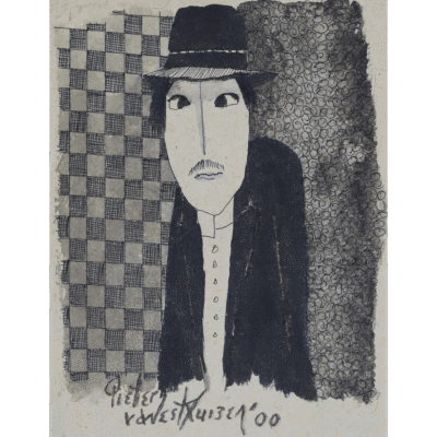 Pieter van der Westhuizen painting of a dressed up man