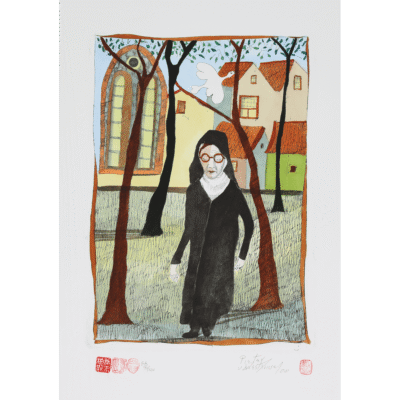 Pieter van der Westhuizen etching of a nun