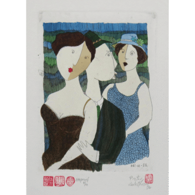 Pieter van der Westhuizen etching of three women