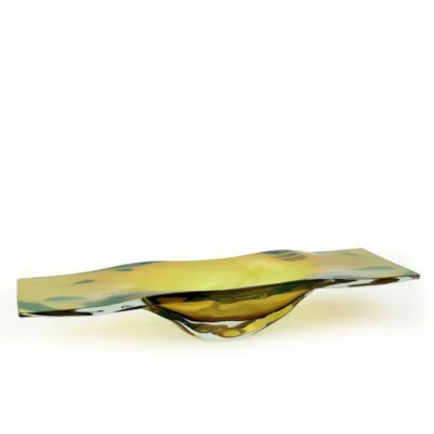 David Reade hand blown glass cut platter