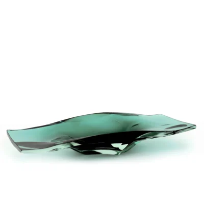 David Reade hand blown glass cut platter