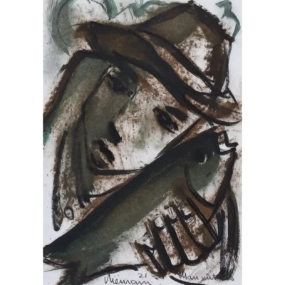 Hennie Niemann painting of a man with a fish