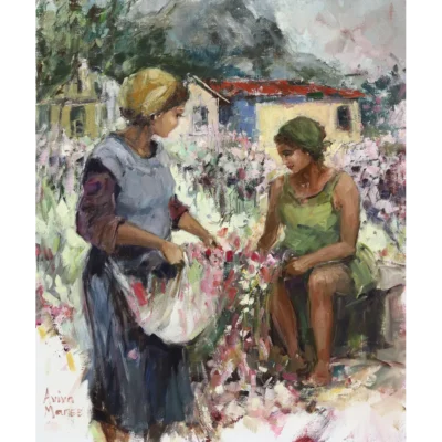 Aviva Maree painting of women picking flowers
