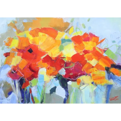 Fiona Ewan Rowett painting of colourful flowers