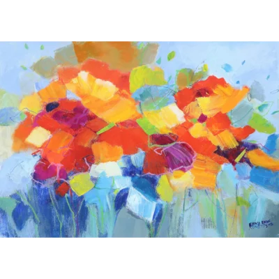 Fiona Ewan Rowett painting of colourful flowers