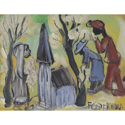 Frans Claerhout painting of church goers