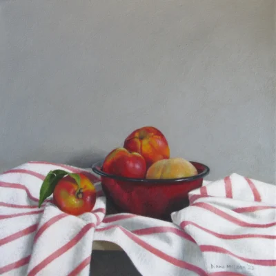 Diane McLean painting of a still life with fruit in a bowl