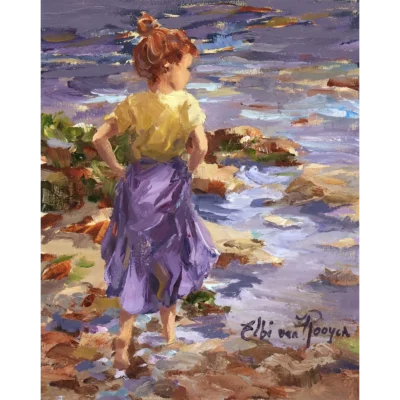 Elbe van Rooyen's painting of a girl wandering in the ocean