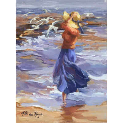Elbe van Rooyen's painting of a woman wandering in the ocean