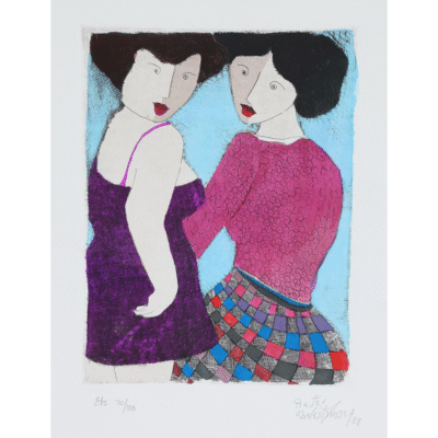 Pieter van der Westhuizen etching of two women