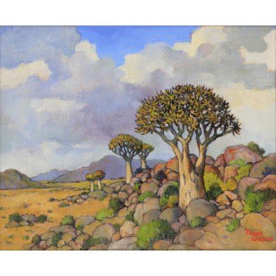 Conrad Theys painting of a landscape with quiver trees