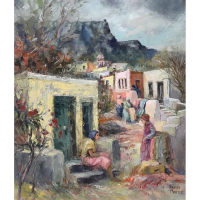 Aviva Maree painting of a woman sitting on a stoep