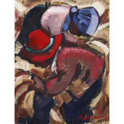 Hennie Niemann painting of two harvesters