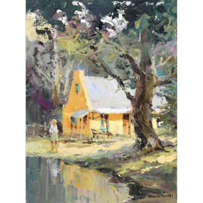 Tony de Freitas painting of a farm cottage