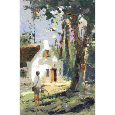 Tony de Freitas painting of a farm cottage