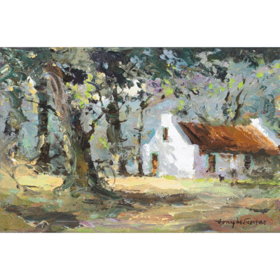 Tony de Freitas painting of a farm cottage