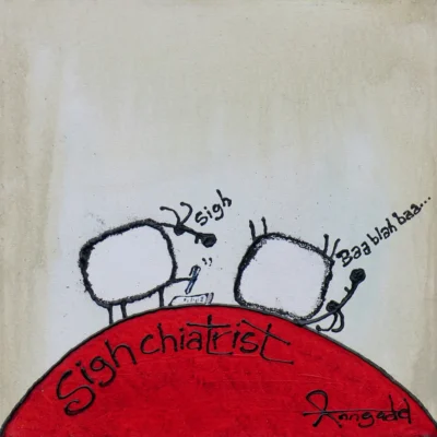 Ann Gadd painting, a sighchiatrist counselling