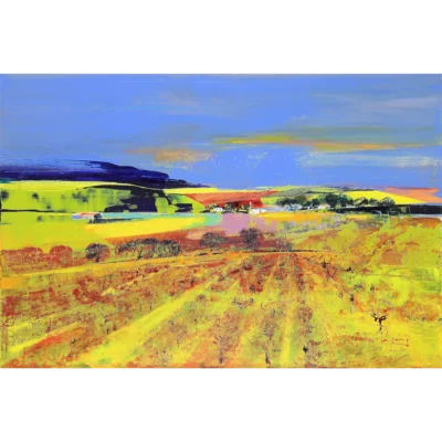 Derric van Rensburg painting of vineyards in Stellenbosch