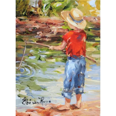 Elbe van Rooyen painting of a boy fishing
