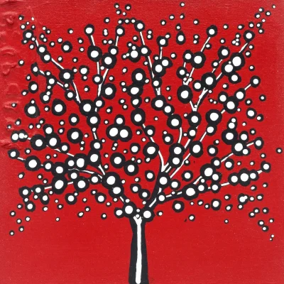 Richard Scott painting of a red tree
